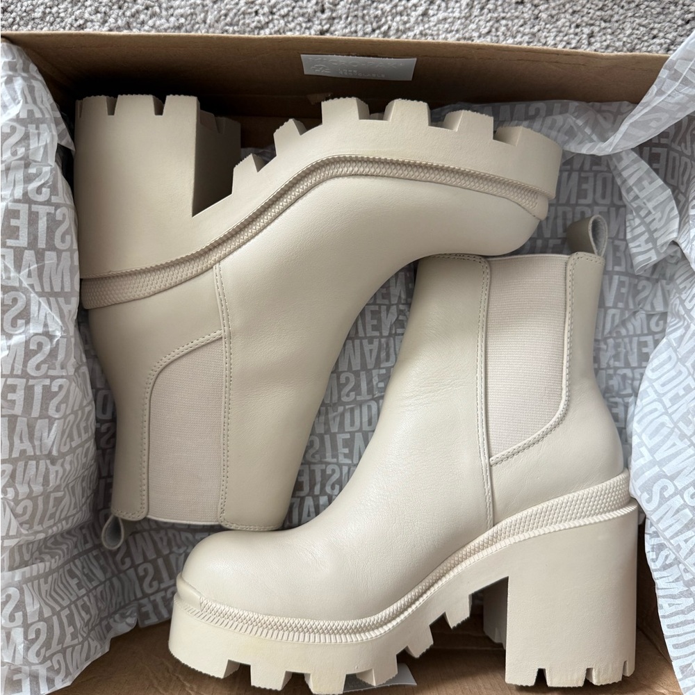 Chunky Cream Ankle Boots